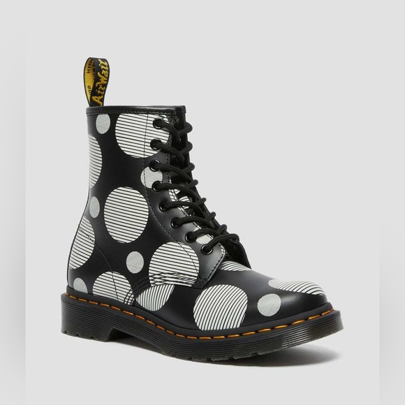NIB Women’s Size 7 Dr. Martens 1460 Polka Dot Smooth Leather 8-Eye Lace Boots - Picture 2 of 15